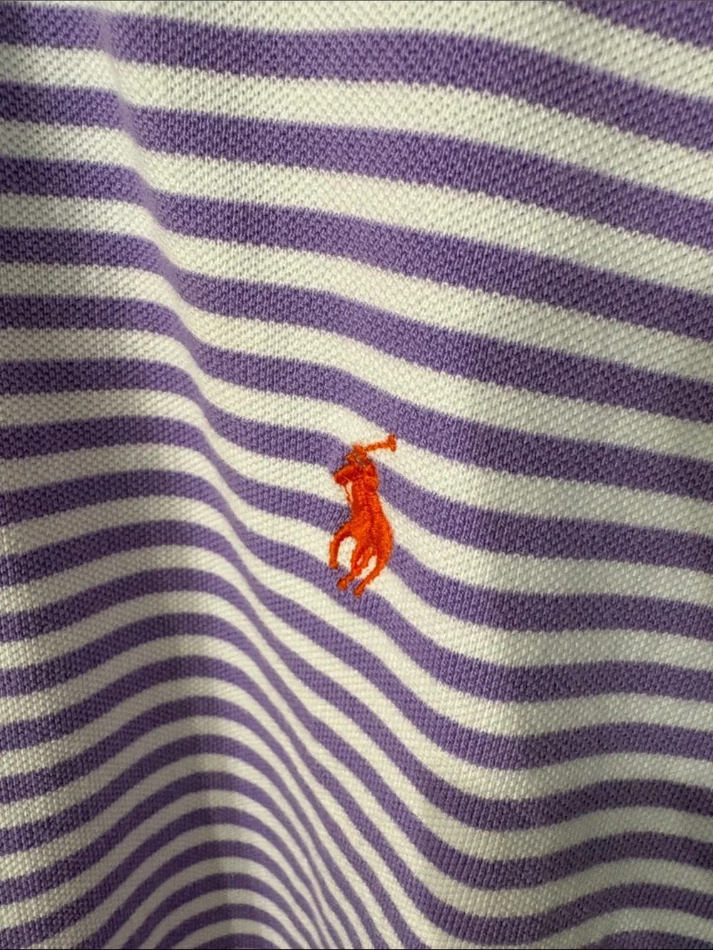 Ralph Lauren Lavender and White Striped Polo with Orange Pony